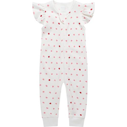 Owlivia Organic Cotton Baby Zip up Sleep N Play, A-ruffle Pink Heart