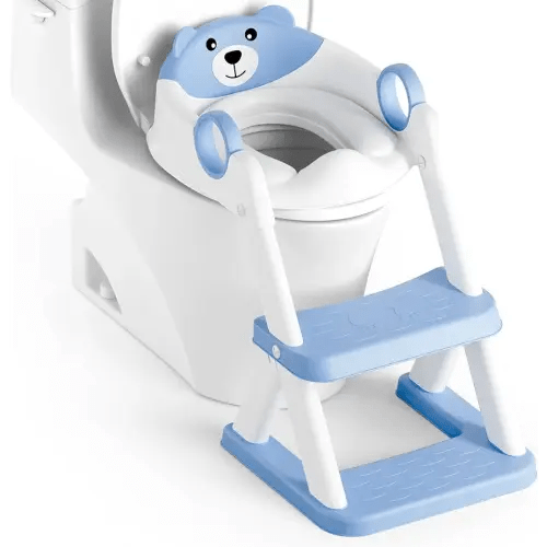 Potty Training Seat, Upgrade Toddler Toilet Seat for Kids Boys Girls, 2 in 1 Potty Training Toilet for Kids, Splash Guard Anti-Slip Pad Step Stool(Blue)