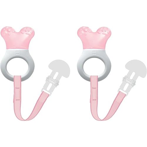 MAM Baby Toys, Teething Toys, Mini Cooler Teether with Clip, Girl, 2+ Months, 2 Count