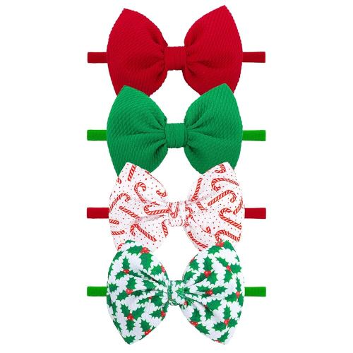Christmas Baby Girl Bows Headbands Xmas Tree Headbands Candy Cane Hair Bow Elastic Nylon Hairbands Hair Accessories Newborn Infant Toddler