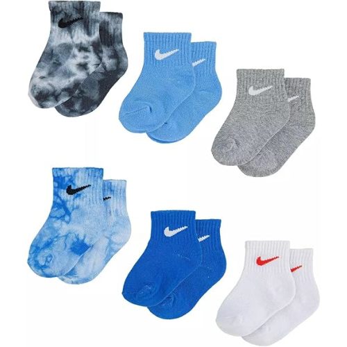 Nike Toddler Baby Boy Socks White/Blue 6 Pairs, Size 6-12 Months