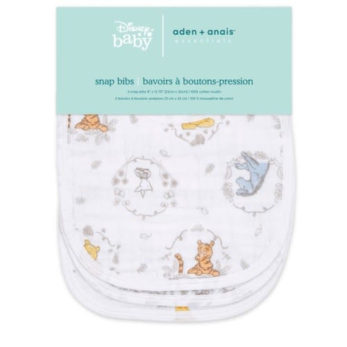 essentials cotton muslin snap bibs 3 pack