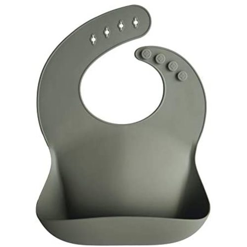 mushie Silicone Baby Bib | Adjustable Fit Waterproof Bibs (Silver Sage)
