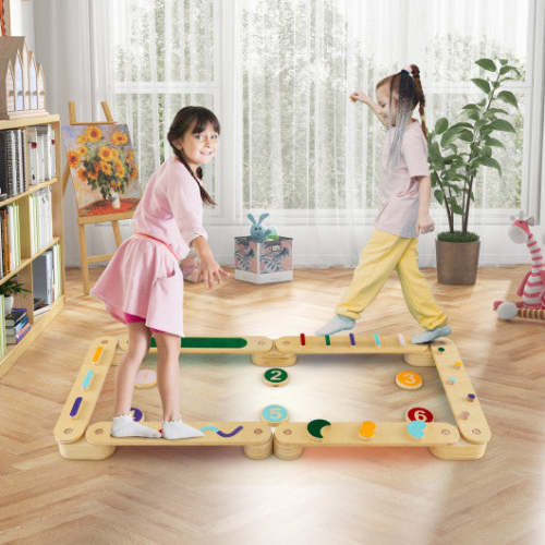 Montessori Balance Beam Set Wooden Balance Boards With Stepping Stones