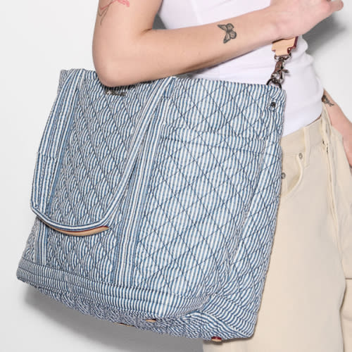 Seersucker Large Empire Tote
