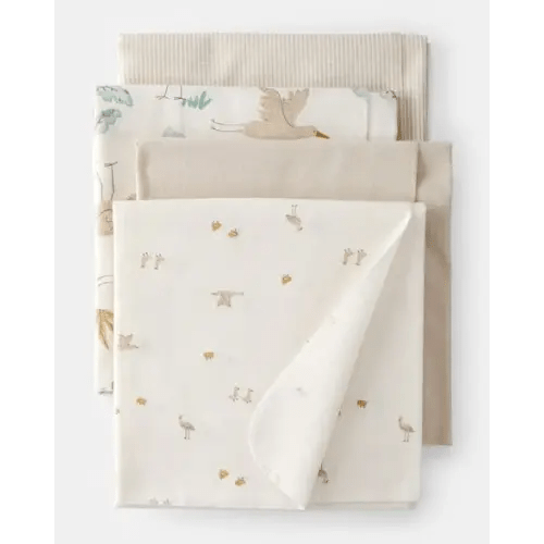 Baby 4-Pack Stork Print Receiving Blankets - Yellow | Carter's