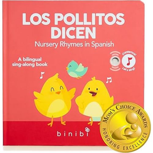 Binibi Spanish Musical Book for Babies & Toddlers 1-3 Los Pollitos Dicen & Other Nursery Rhymes | Spanish Learning for Kids | Bilingual Children's Book | Sound Book | Libro en español para bebés