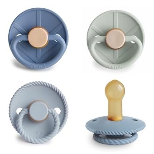 FRIGG Natural Rubber Baby Pacifier 6-Pack Endless Sea | Made in Denmark | BPA-Free (6-18 Months)