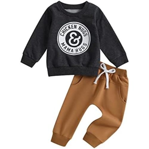 Toddler Baby Boy Clothes Cute Letter Print Long Sleeve Sweatshirt Tops and Stretch Pants Newborn Fall Winter Outfit
