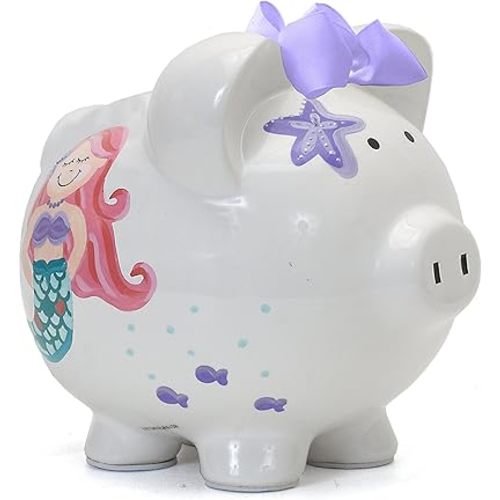 Child to Cherish Ceramic Piggy Bank for Girls, Mermaid