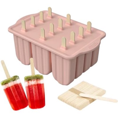 Agotarse 12 Pieces Silicone Popsicles Molds, BPA Free Ice Pop Molds DIY Reusable Easy Release Homemade Popsicles Ice Cream Mold