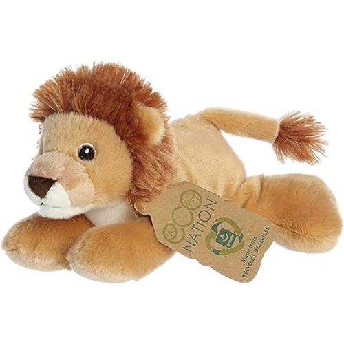 Aurora® Responsibly Made Eco Nation™ Eco Softies™ Lion Stuffed Animal - Ideal for Playtime Adventures - Perfect for Birthdays or Just Because - Brown 8 Inches