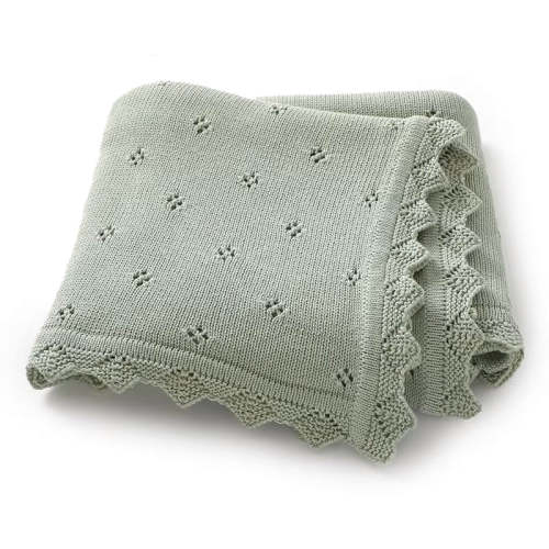 Pointelle Knit Blanket | Olive Mist