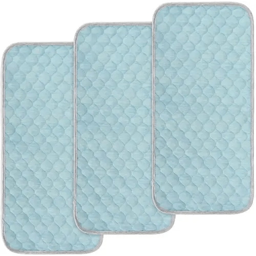 BlueSnail Quilted Thicker Waterproof Changing Pad Liners,3 Count(Blue 13” x 27”)