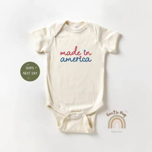 Made In America Baby Onesie®, Patriotic 4th of July Baby Outfit, Cute Summer Baby Bodysuit, Americana Baby Gift, Natural Baby Clothes