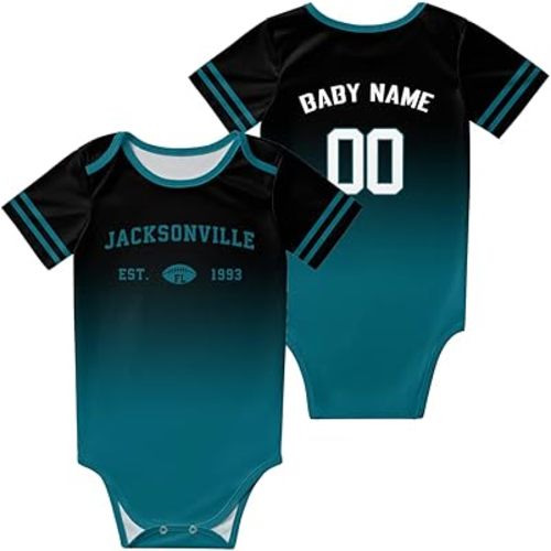 Custom Newborn Clothes,Baby Short Sleeve Football Clothes,City Gradient?Bodysuit,Personalized Baby Name Number