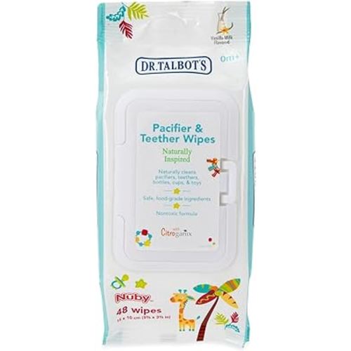 Dr. Talbot's Pacifier and Teether Wipes Naturally Inspired with Citroganix, Vanilla Milk, 48 Count, 1 Pack