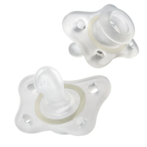 PhysioForma Glow in the Dark Mini Orthodontic Silicone Pacifier 2-6m 2pk - Clear