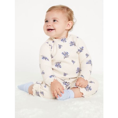 Plush Ribbed Long-Sleeve Top and Flare Pants Set for Baby
