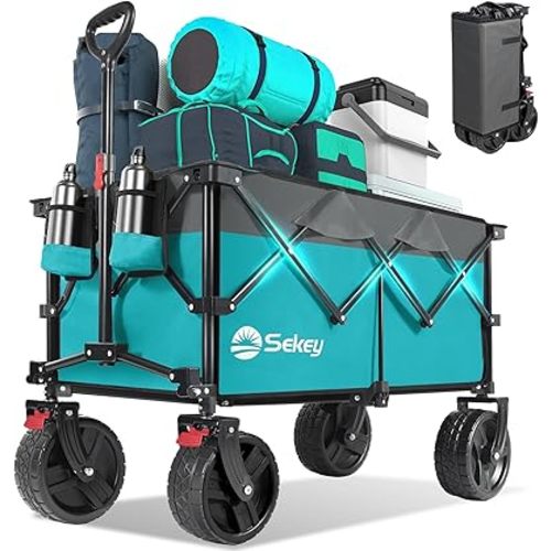 Collapsible Wagon for beach terrain- Turquoise