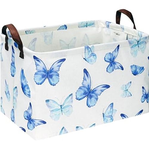 Rectangular Blue Butterfly Storage Basket
