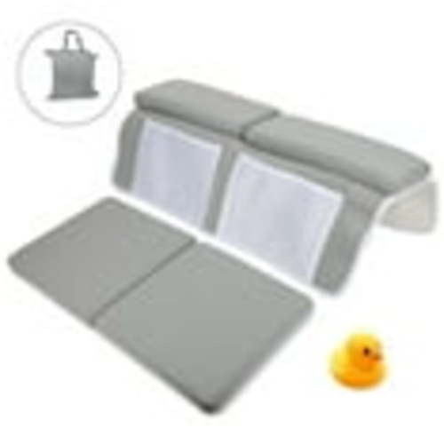 FTCBJJA Baby Bath Kneeler and Elbow Rest Pad Set, Built-In 4 Toys Organizer Pockets, 1.5" Thick Painless Non-Slip Bath Kneeling Mat for bathing baby or pet (Dark Gray)