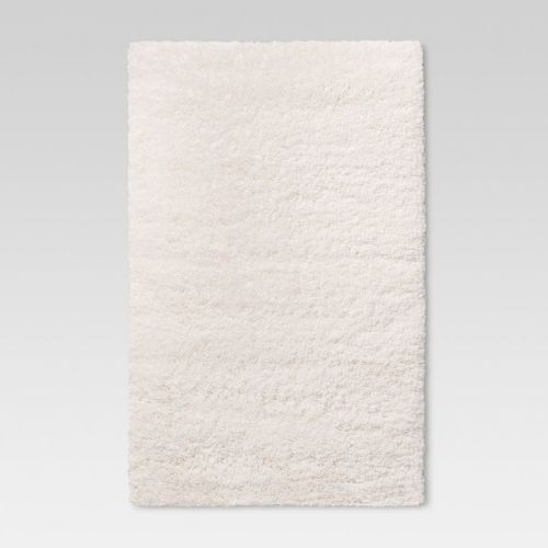 4'x5'6" Washable Plush Shag Accent Rug Cream - Room Essentials™: High Pile, Skid-resistant, Bedroom Area Rug