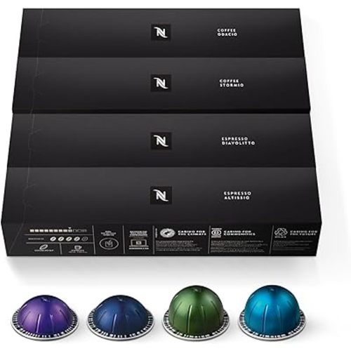 Nespresso Capsules Vertuo, Intense Variety Pack, Dark Roast Coffee, 40-Count Coffee & Espresso Pods, Brews 7.8oz. and 1.35oz.