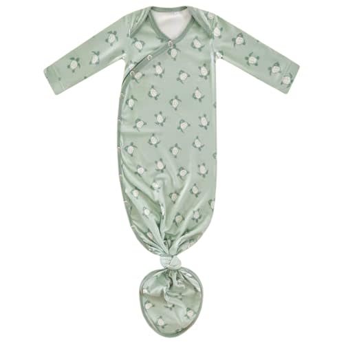 Copper Pearl Baby Gown - Knotted Newborn Sleepers for Baby Boy and Girl, Soft Stretchy Long Sleeve Infant Gowns with Bottom Tie and Hand Mittens, Perfect Hospital Coming Home Outfit (Wade)