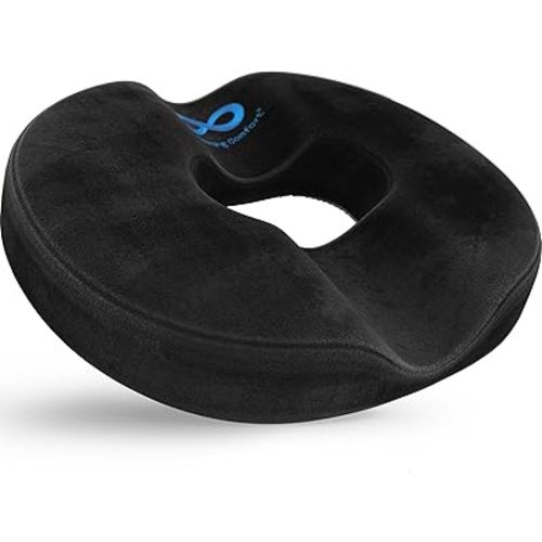 Everlasting Comfort Memory Foam Donut Pillow for Tailbone Pain Relief - Ergonomic Hemorrhoid Pillow for Sitting - Machine Washable, Anti-Slip - Ideal Donut Seat Cushion for Postpartum Pregnancy