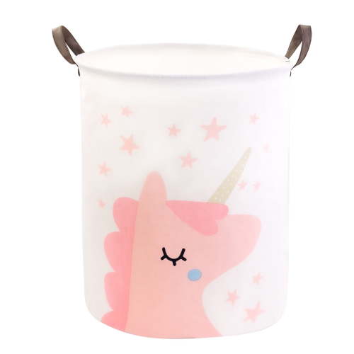 Mziart, Baby Laundry Basket, Pink Unicorn, Collapsible, 19.7"x15.7"
