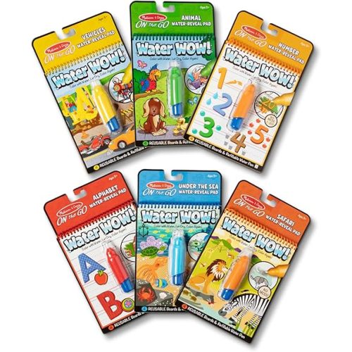 Melissa & Doug Water Wow! - Water Reveal Pad Bundle - Animals, Alphabet, Numbers and More - FSC Certified