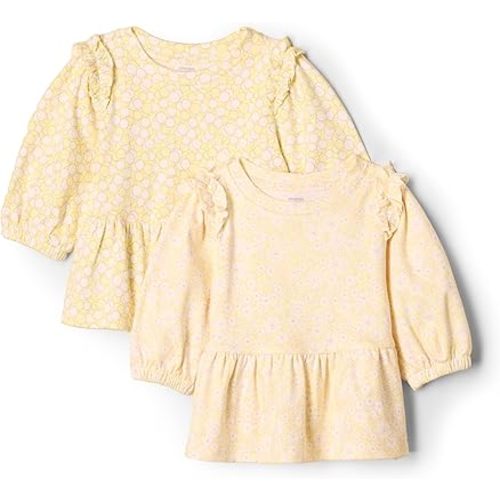 Amazon Essentials x Sofia Grainge Toddlers and Baby Girls' 3/4 Sleeve Knit Top, Pack of 2