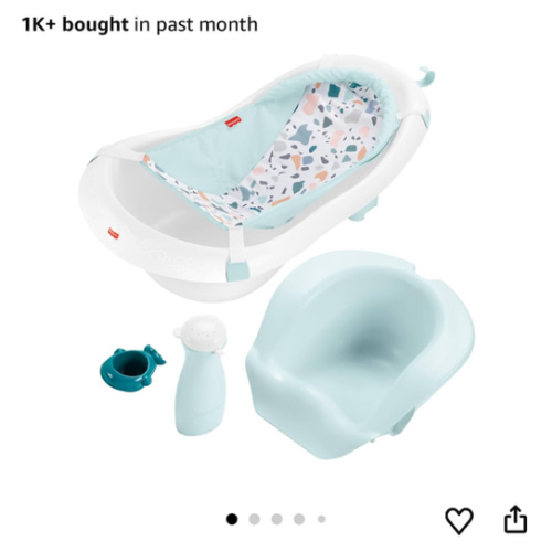 Fisher-Price™ Baby to Toddler Bath 4-in-1 Sling 'N Seat Tub with Removable Infant Support and 2 Toys, Pacific Pebble