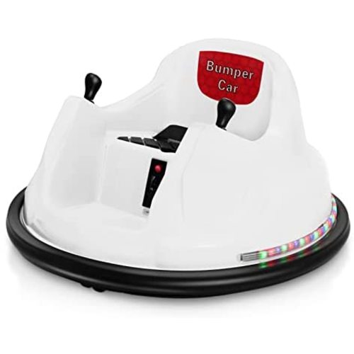 BROAGE Kids Race Toy 6V Electric Ride On Bumper Car Vehicle Remote Control 360 Spin DIY Numbers 00-99 ASTM-Certified Dark White