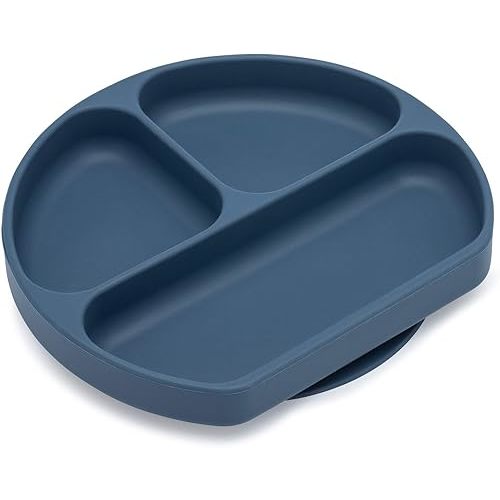 Silicone Suction Plate - Divided Plate Made with BPA Free Silicone - Perfect for Girls and Boys - Easy Clean Babies or Toddler - Dishwasher and Microwave Safe - Excellent Baby (Navy)
