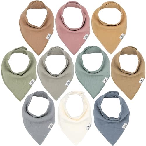 DiaperSquad's 10-Pack Baby Bibs for Drooling and Teething, Bibs for Boys, Baby Girl - Solid Cotton Baby Drool Bibs