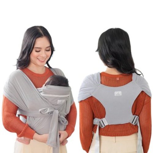 BabbleRoo Baby Sling Wrap Carrier - Comfortable, Breathable & Adjustable Toddler Carrier, Gray