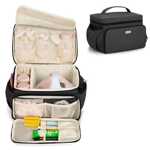 Luxja Breast Pump Bag Compatible with Spectra S1 and S2, Pumping Bag for Breast Pump and Extra Parts (Suitable for Home or Travel Use), Black (Patent Pending)