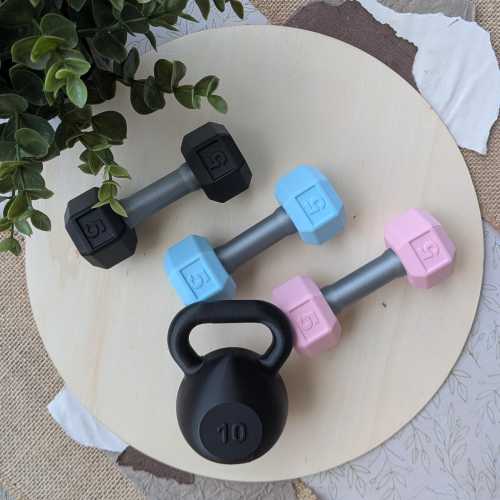 Dumbbell Baby Rattle Set | Dumbbell & Kettlebell Rattles | Fitness Baby Toy | Gym-Themed Baby Gift | Baby Weightlifting Set