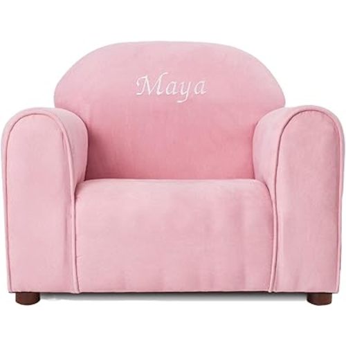 Personalized Toddler Chair, Customize with Name, Soft Microsuede Upholstery, Embroidered Kids Armchair, Sturdy Wooden Frame, Easy to Clean, Ages 2–5, Gift-Ready Toddler Chair for Playrooms.