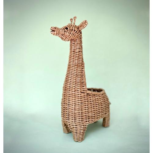 Wicker Giraffe Basket, Holiday woven bowl for child room, Rattan decor, Animal theme, Cute Storage Boho style, Perfect Birthday gift
