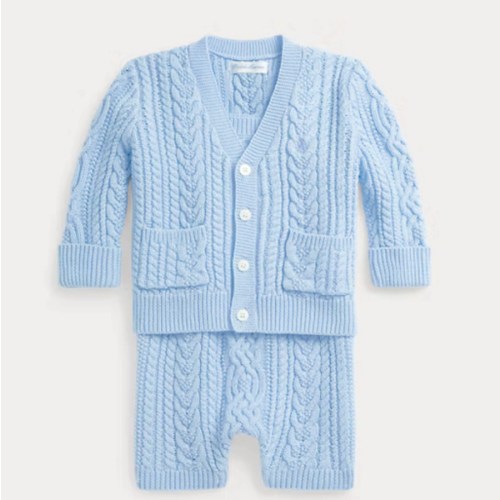 Cable Cotton Cardigan & Shortall Set