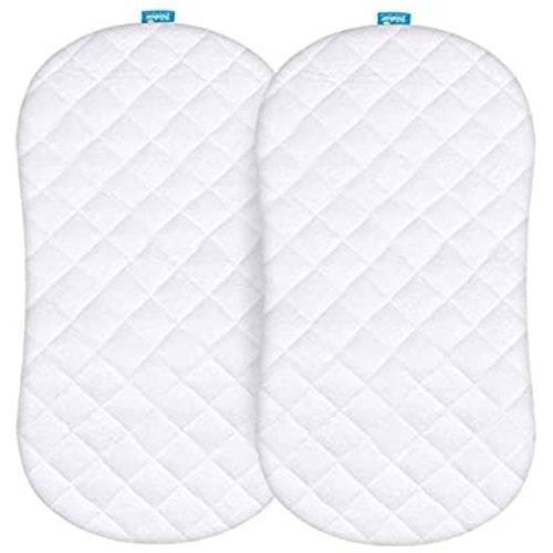 Bassinet Mattress Pad Cover Compatible with Halo Bassinet Swivel, Glide, Premiere & Luxe Series Sleeper, Waterproof Mattress Protector, 2 Pack, Ultra Soft Bamboo Sleep Surface