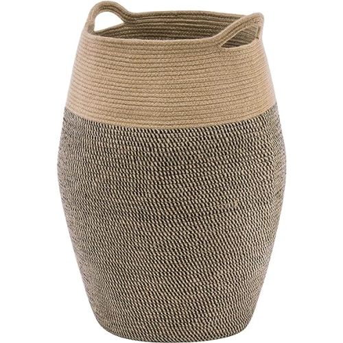 Cotton Rope Laundry Hamper by YOUDENOVA, 105L - Woven Collapsible Laundry Basket - Clothes Storage Basket for Blankets, Laundry Room Organizing, Bedroom Storage, Clothes Hamper – Dark Brown