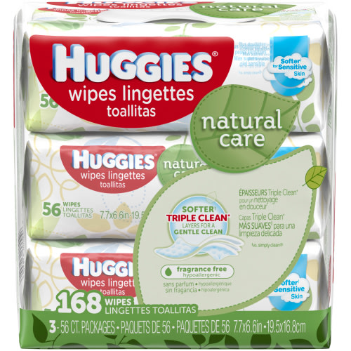Huggies Natural Care Sensitive Baby Wipes, Unscented, 3 Pack, 168 Total Ct (Select for More Options)