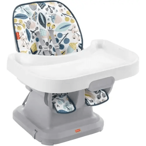 Fisher-Price Baby to Toddler High Chair SpaceSaver Simple Clean Portable Dining Seat & Booster with Washable Deep Tray & Liner, Pacific Pebble
