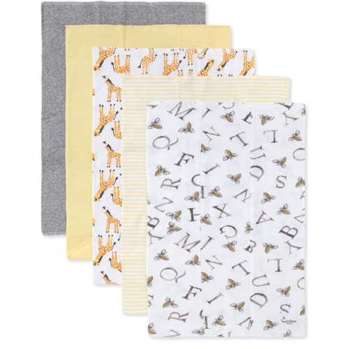 Burts Bees Baby Infant Burp Cloths, 100% Organic Cotton Extra Absorbent Soft Fabric Drool Cloths, 5-Pack Newborn Must-Have Essential Large Burping Cloths, One Size 17 x 11.75 Inches - Giraffes
