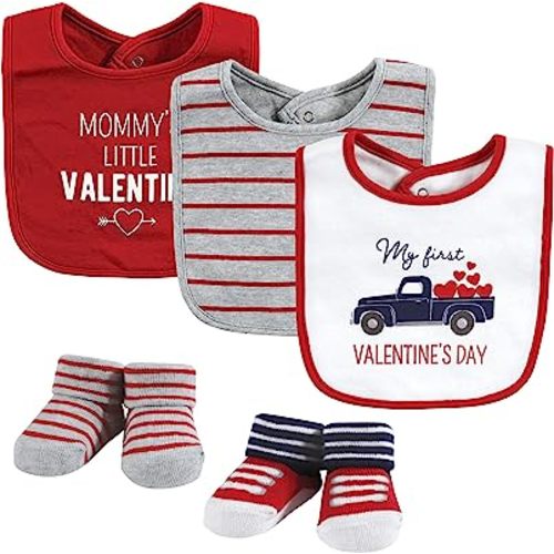 Hudson Baby Unisex BabyCotton Bib and Sock Set