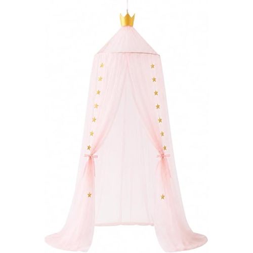 Bed Canopy for Girls, Canopy for Girls Room with Stars Decor, Dreamy Crib Canopy for Girls-Soft, Flowy & Easy to Install-Princess Canopy for Girls Bed, Reading Nook, Crib, Pink